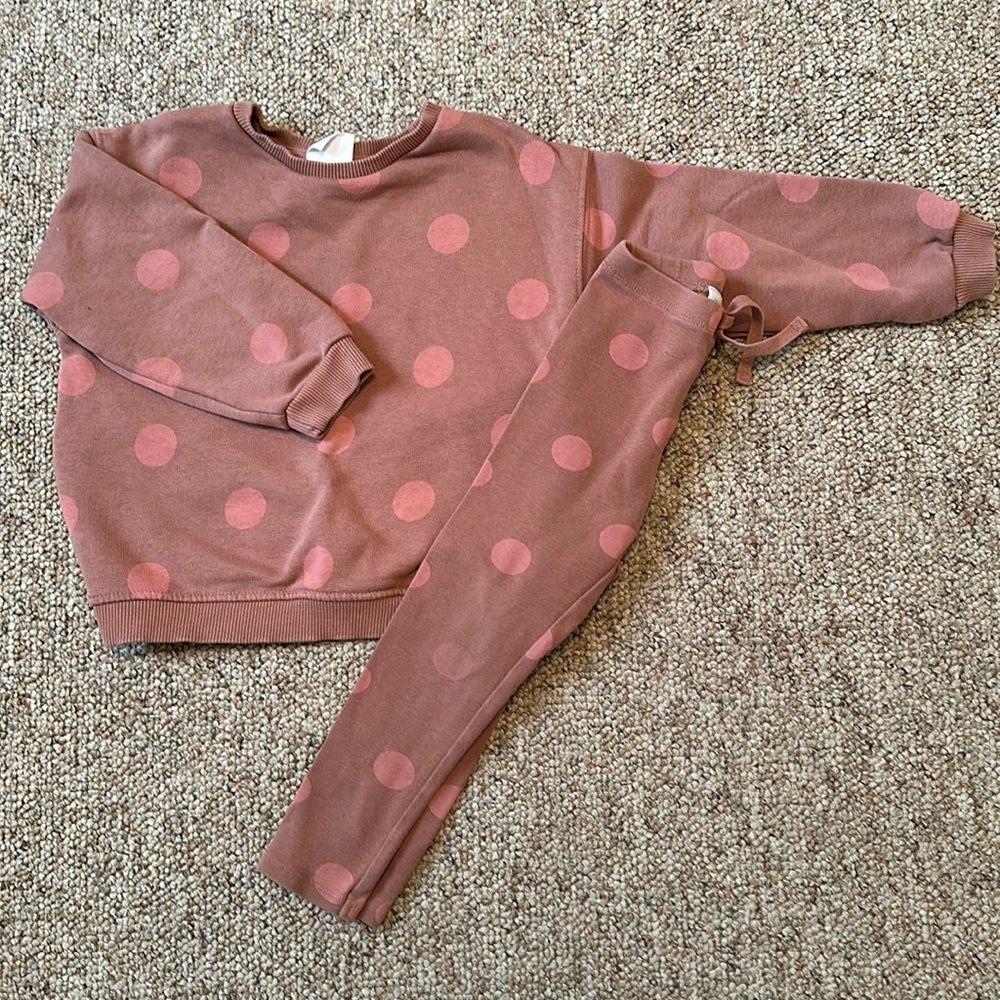 - Zara Pink Polka Dot Sweatshirt & Legging Set